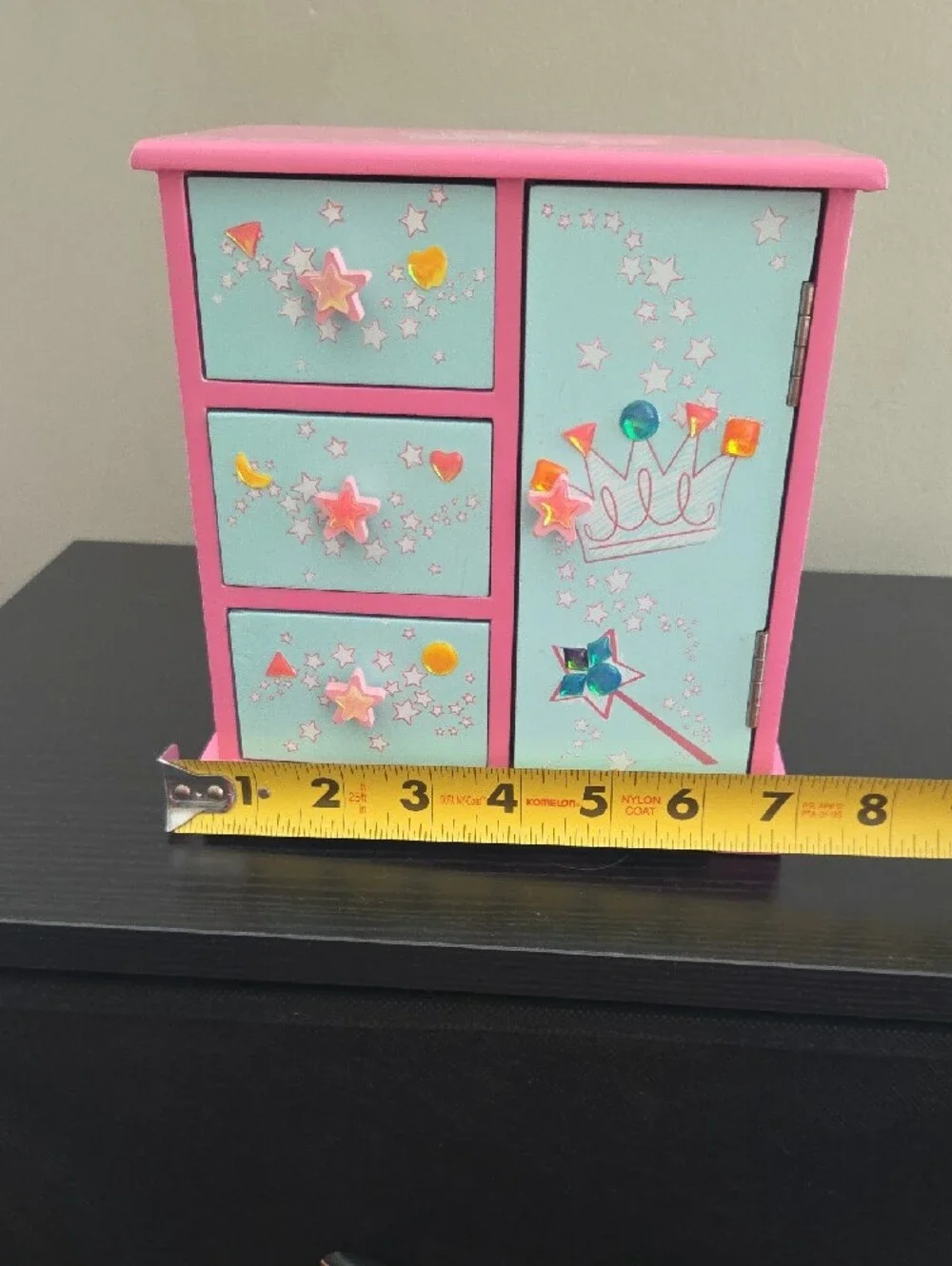 Kids Pink and Aqua Star Jewelry Box with Drawers